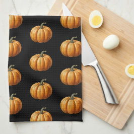 ハロウィーンキッチンデコとヴィンテージかぼちゃつき キッチンタオル