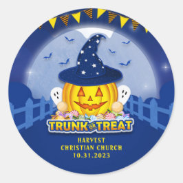 ハロウィーンキッドのトランクまたはトリートカボチャ ラウンドシール