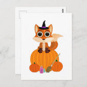 ハロウィーンキツネ ポストカード (正面/裏面)