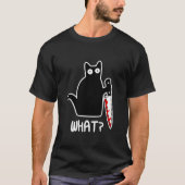 ハロウィーンキャッおもしろいト何ブラックキャット殺意キャットW Tシャツ (正面)