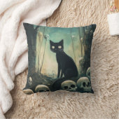 ハロウィーンキャットとスカル クッション (ブランケット)
