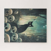 ハロウィーンキャットとスカル ジグソーパズル (横)