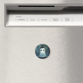 ハロウィーンキャットとプール幽霊 マグネット (インサイチュ (食洗機))
