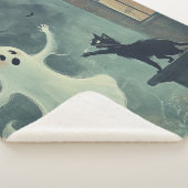 ハロウィーンキャットと幽霊 シェルパブランケット (3/4)