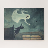 ハロウィーンキャットと幽霊 ジグソーパズル (横)