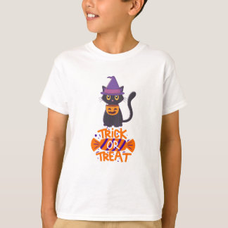 ハロウィーンキャットのトリックまたはトリート Tシャツ