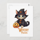 ハロウィーンキャットウィッチー ポストカード (正面/裏面)