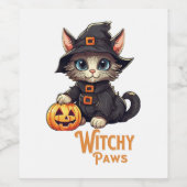 ハロウィーンキャットウィッチー ワインラベル (シングルラベル)