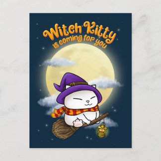 ハロウィーンキャットウィッチ子猫 シーズンポストカード