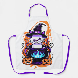 ハロウィーンキャットエプロン – ウィッチコールドロンデザイン エプロン