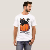 ハロウィーンキャットオンパンプキン Tシャツ (正面フル)