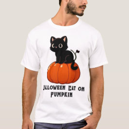 ハロウィーンキャットオンパンプキン Tシャツ