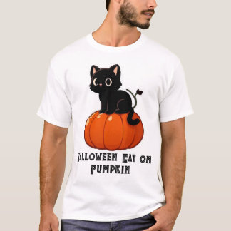 ハロウィーンキャットオンパンプキン Tシャツ