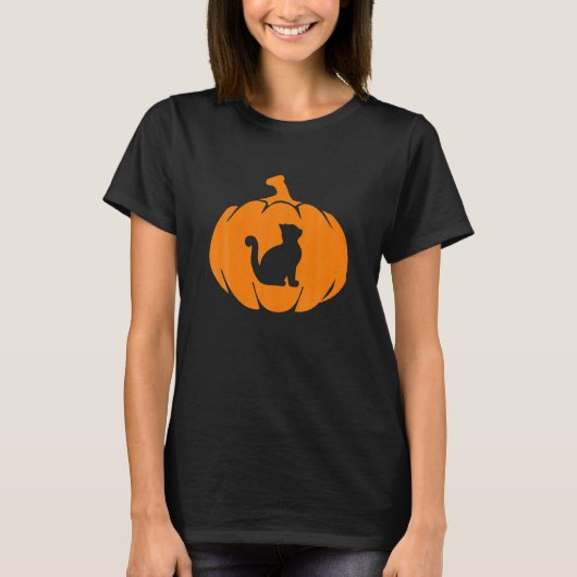 ハロウィーンキャットカボチャ子猫 Tシャツ (正面)