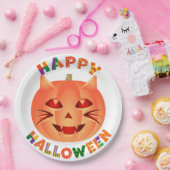 ハロウィーンキャットカボチャ ペーパープレート (パーティー)