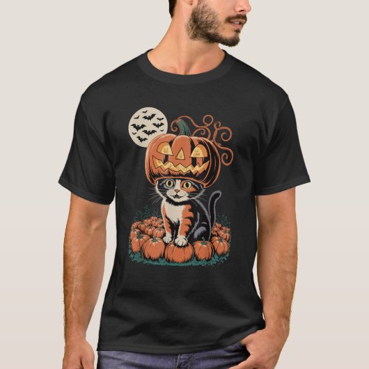 ハロウィーンキャットカボチャ Tシャツ (正面)