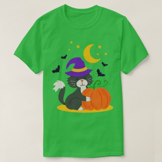 ハロウィーンキャットカボチャ Tシャツ (デザイン正面)