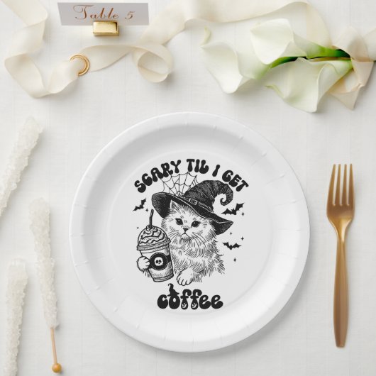 ハロウィーンキャットコーヒー紙プレート ペーパープレート (ウェディング)