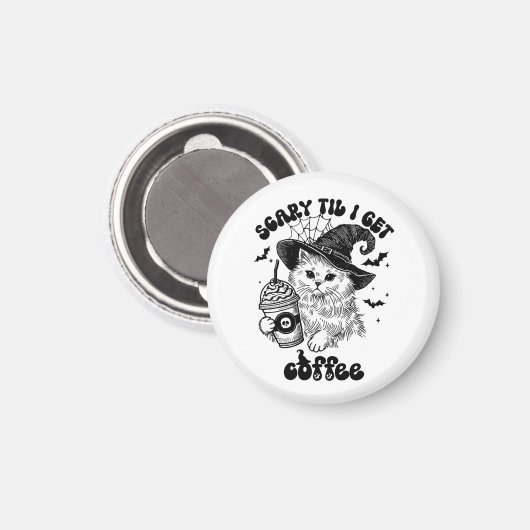 ハロウィーンキャットコーヒー – コーヒーが出るまで怖い マグネット (正面/裏面)