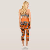 ハロウィーンキャットスカルスケルトンオレンジ カプリレギンス (裏面)