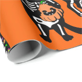 ハロウィーンキャットスカルスケルトンオレンジ ラッピングペーパー (ロールコーナー)