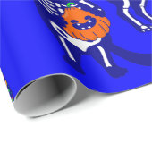 ハロウィーンキャットスカルスケルトンブルー ラッピングペーパー (ロールコーナー)