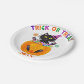 ハロウィーンキャットトリックまたはトリート ペーパープレート (アングル)