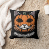 ハロウィーンキャットパンプキン顔 クッション (ブランケット)