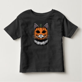 ハロウィーンキャットパンプキン顔 トドラーTシャツ