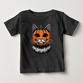 ハロウィーンキャットパンプキン顔 ベビーTシャツ