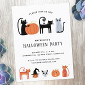 ハロウィーンキャットパーティの招待状 ポストカード