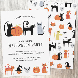 ハロウィーンキャットパーティの招待状 招待状