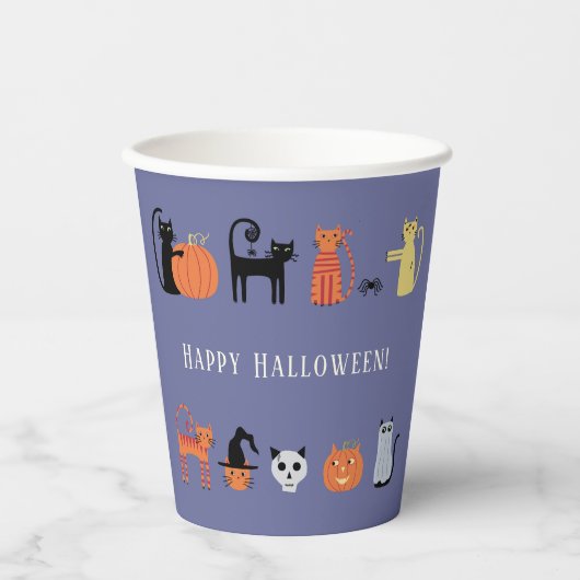 ハロウィーンキャットパーティー 紙コップ (正面)