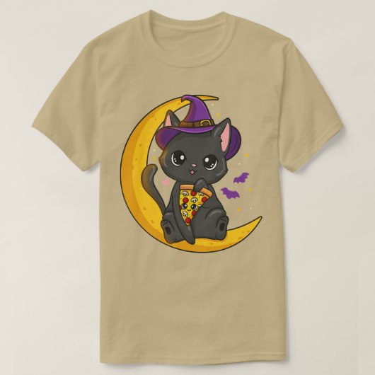 ハロウィーンキャットピザ Tシャツ (デザイン正面)