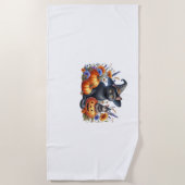 ハロウィーンキャットマウスカボチャTシャツ必須T-S ビーチタオル (正面)