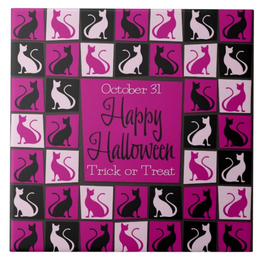 ハロウィーンキャットモザイク タイル (正面)