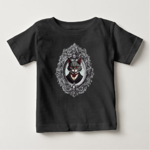 ハロウィーンキャットヴァンパイアキャットポートレート ベビーTシャツ