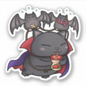 ハロウィーンキャットヴァンパイア子猫 シール (正面)