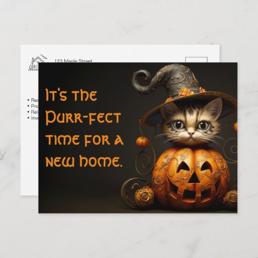 ハロウィーンキャット実在エステートマーケティング ポストカード (正面/裏面)