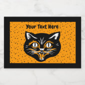 ハロウィーンキャット顔ブラックオレンジホワイトオンスターズ フードラベル (シングルラベル)