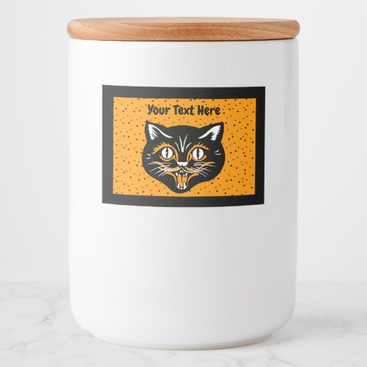 ハロウィーンキャット顔ブラックオレンジホワイトオンスターズ フードラベル (正面)