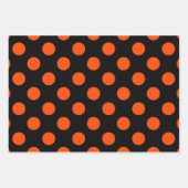 ハロウィーンキャット&ウィッチ |黒とオレンジのドット ラッピングペーパーシート (正面2)