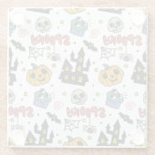 ハロウィーンキャラクターお洒落：シームレスなパターン ガラスコースター (裏面)
