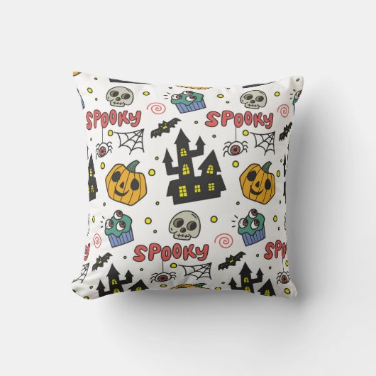 ハロウィーンキャラクターお洒落:シームレスなパターン クッション (正面)