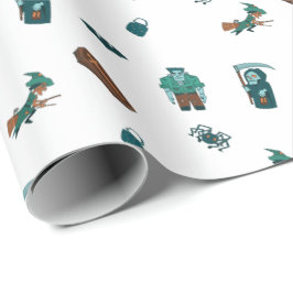 ハロウィーンキャラクターパターンギフトラップ🦇🕸️ ラッピングペーパー