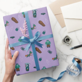 ハロウィーンキャラクターパターンギフトラップ🦇🕸️ ラッピングペーパー