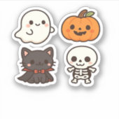 ハロウィーンキャラクター-幽霊、カボチャ、ブラックキャット& シール (正面)
