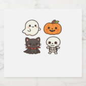ハロウィーンキャラクター-幽霊、カボチャ、ブラックキャット& スパークリングワインラベル (シングルラベル)