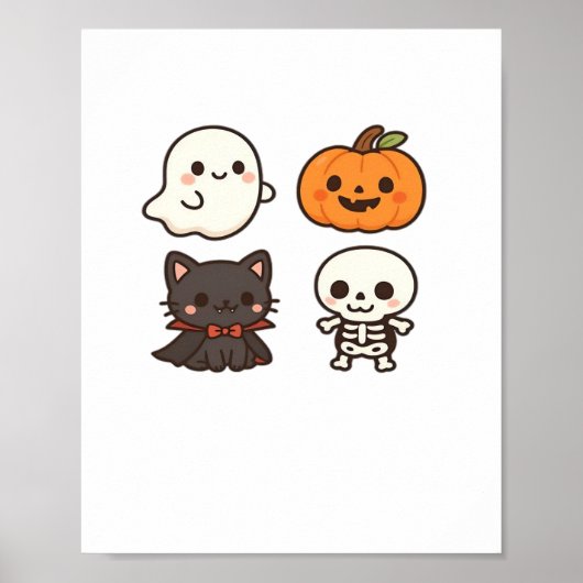 ハロウィーンキャラクター-幽霊、カボチャ、ブラックキャット& ポスター (正面)