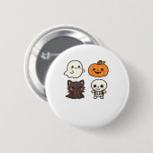 ハロウィーンキャラクター-幽霊、カボチャ、ブラックキャット& 缶バッジ (正面&裏面)